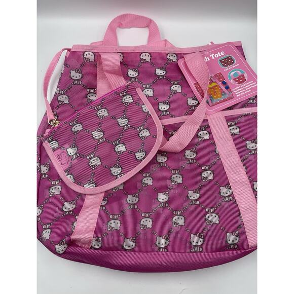 SANRIO Hello Kitty Mesh Tote Bag & Cosmetic Pouch New With Tags - Picture 1 of 5